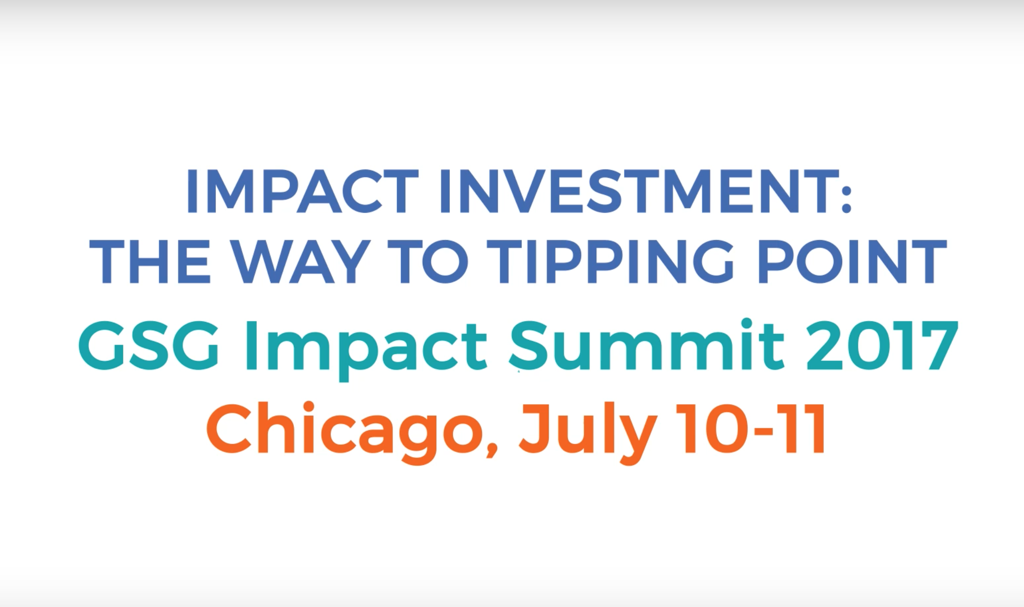 Impact Investment: The Way to the Tipping Point
